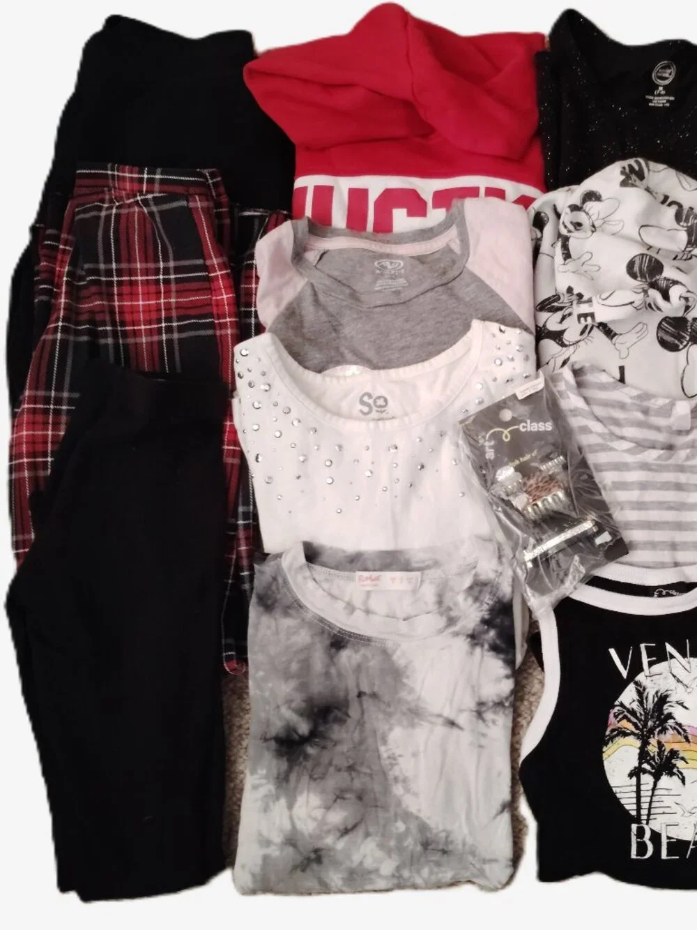 HUGE LOT CLOTHES LEGGINGS TOPS DRESSES OUTFITS OLD NAVY DISNEY~GIRLS SIZE M 7-8